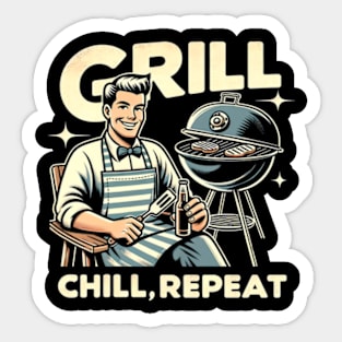 Grill, chill, repeat Sticker